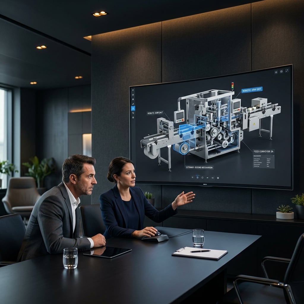 Interactive 3D machinery simulation demonstrating user engagement and advanced technology